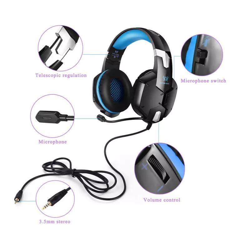 Gaming Headset 3.5mm Game Headphone Earphone Headband with Mic Stereo Bass for PS4 PC Computer Laptop Mobile Phones