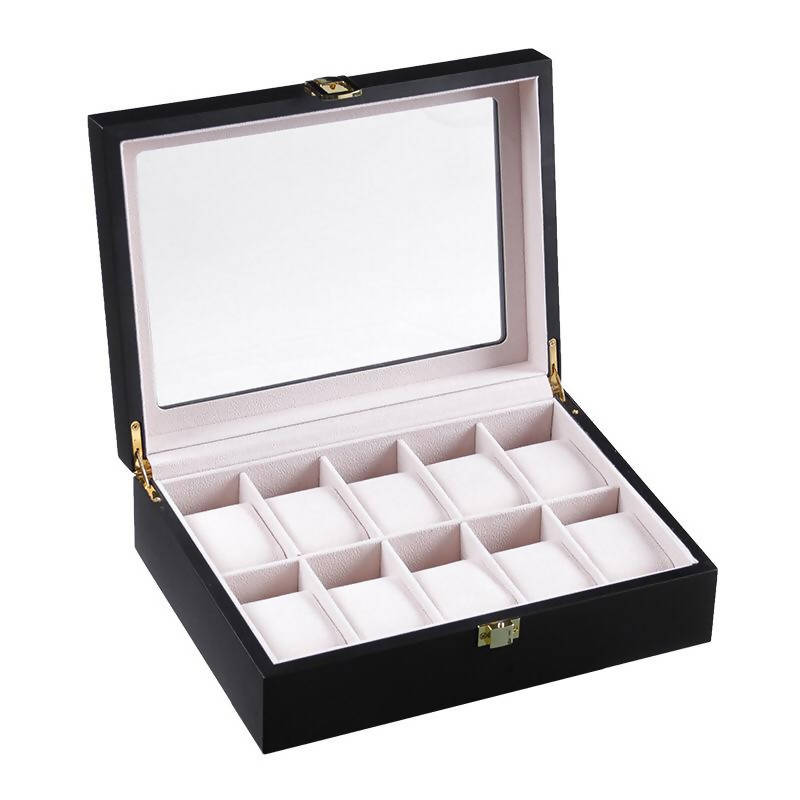 Watch Organizer Box For 10 Pieces WB-08 | watch storage | box | jewelry box | timepiece storage | luxury accessories | organizational products | elegant design | secure lock | Halabh.com