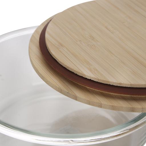 Royalford RF10325 Round Glass Food Container with Bamboo Lid