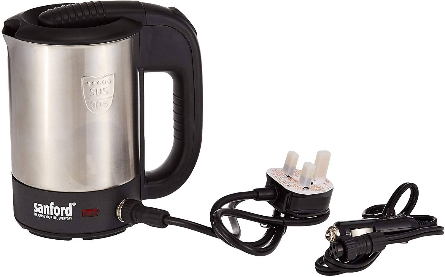 Sanford Stainless Steel Travelling Electric Kettle 0.5 litre 12V Black & Silver