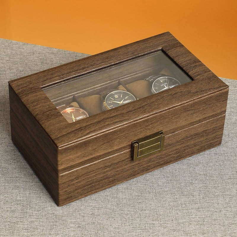 Wooden Watch Organizer Box For 3 Pieces WWB-01 | watch storage | box | jewelry box | timepiece storage | luxury accessories | organizational products | elegant design | secure lock | Halabh.com