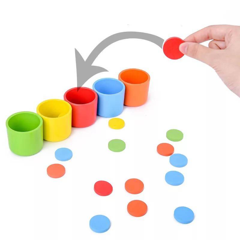 Montessori Color Classification Cup Coins Set Kindergarten Desktop Game