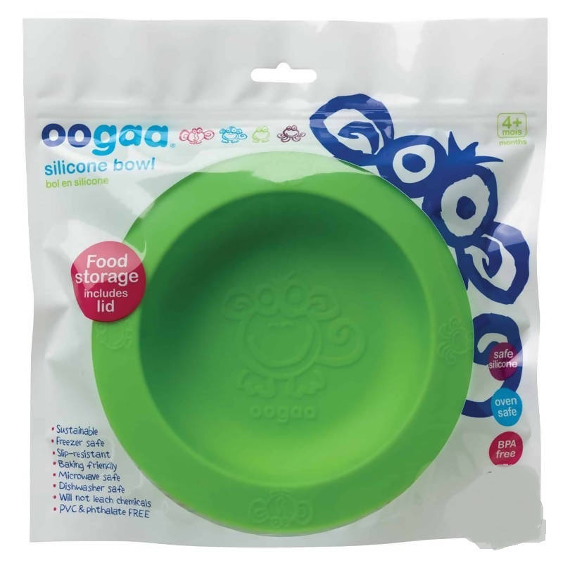 Oogaa Baby Bowl & Lid In Silicone Green