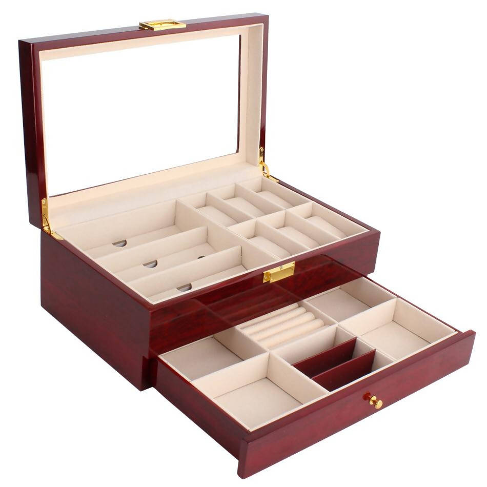 Watch And Accessories Organizer Box WB-09 | watch storage | box | jewelry box | timepiece storage | luxury accessories | organizational products | elegant design | secure lock | Halabh.com