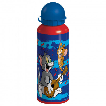 Tom And Jerry  Metal Water Bottle W Strap