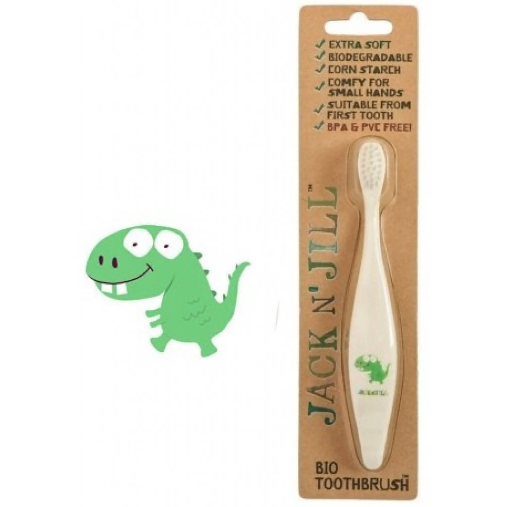 Jack N' Jill Bio Toothbrush White and Dino Print White