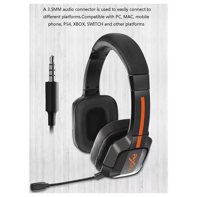 PXN Gaming Headset HD Support 8-Level Stretch Adjustment Noise Reduction with MIC for PC MAC Smartphone PS4 SWITCH