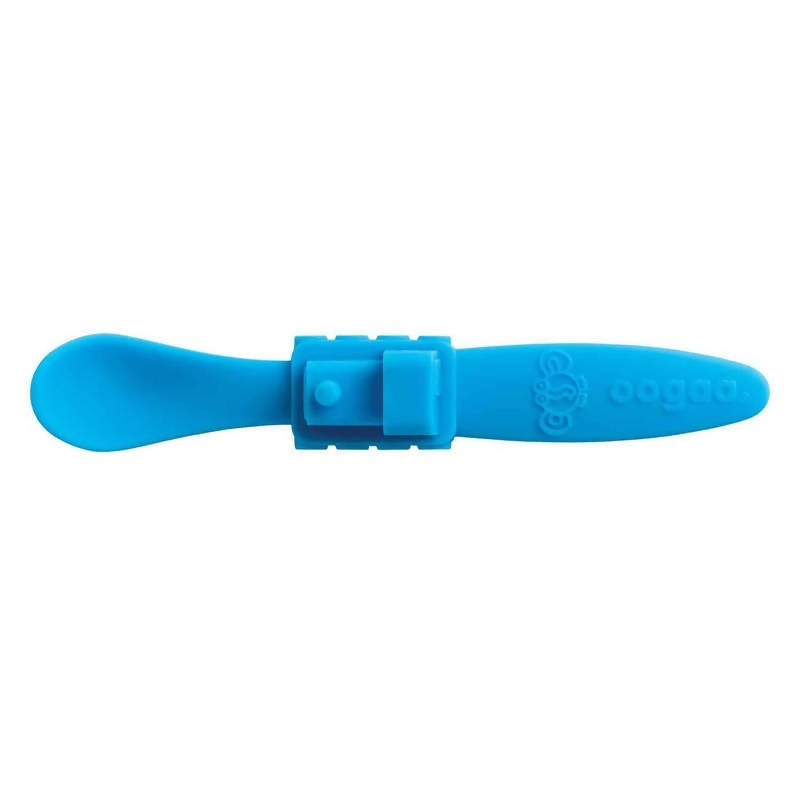 Silicone Baby Spoon Train Blue