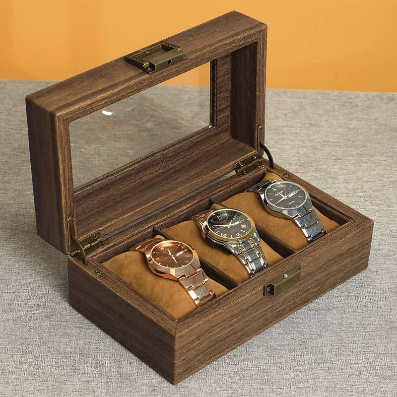 Wooden Watch Organizer Box For 3 Pieces WWB-01 | watch storage | box | jewelry box | timepiece storage | luxury accessories | organizational products | elegant design | secure lock | Halabh.com