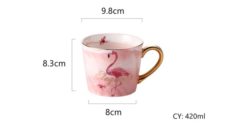 Gold Inlay Marble Mug Lover Coffee Mug Romantic Porcelain Tea Mug