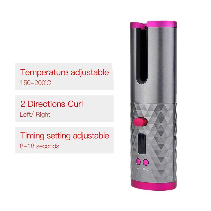 Automatic Hair Curler Wireless Temperature Display Hair Curling Iron Wand Roller USB Charging