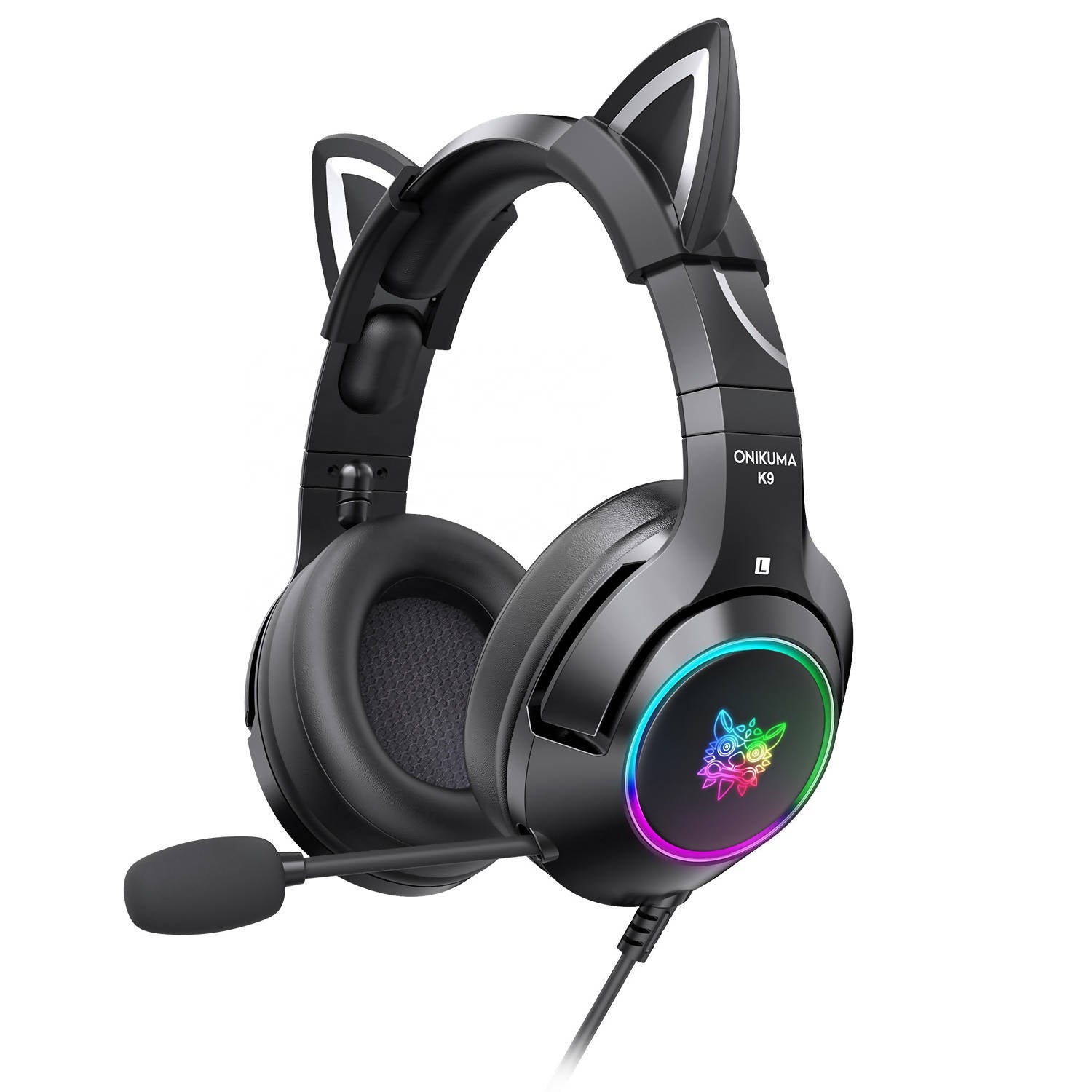 Onikuma K9 Black Wired RGB Gaming Cat Headset 50mm Black