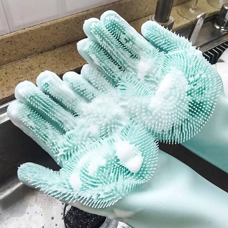 1Pair Dish Washing Cleaning Silicone Gloves | Kitchen Appliance | Halabh.com