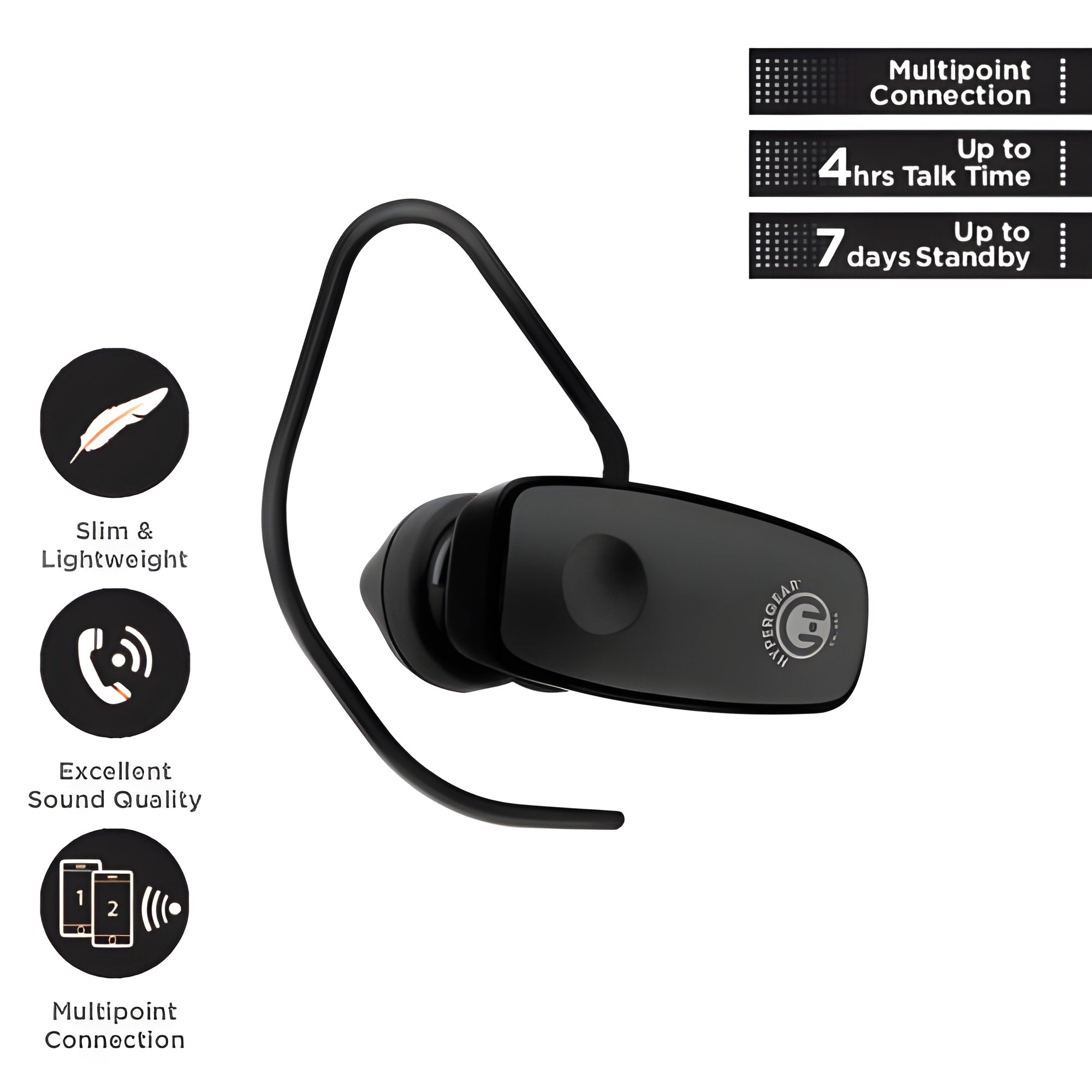 HyperGear V360 Wireless Headset Black