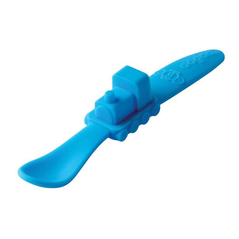 Silicone Baby Spoon Train Blue