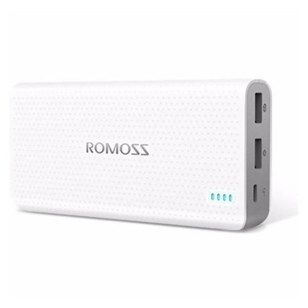 Romoss Sense15 Portable Power Bank 15000mAh with two USB Slot and Cable for Samsung Galaxy S8 In white